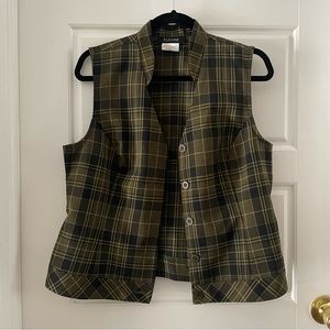 Vintage green checkered vest, US Size L